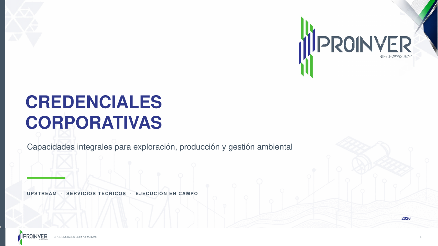 Portada de las credenciales corporativas de ProInver, edición 2026.